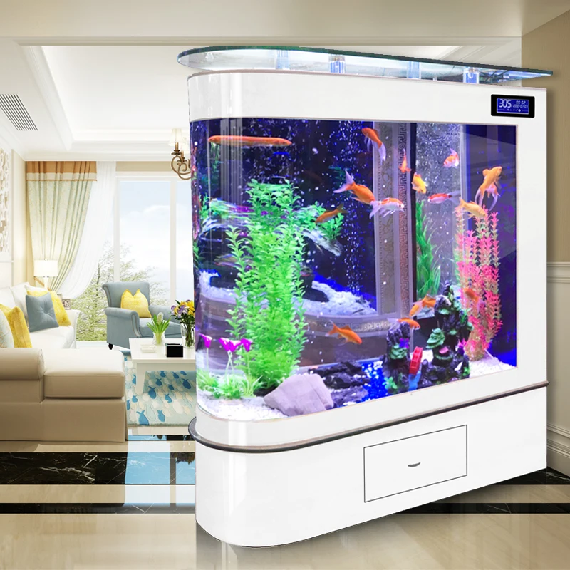 Bullet Fish Tank Aquarium Large Fish Globe Partition Ecological Glass Fish Tank Bar Counter