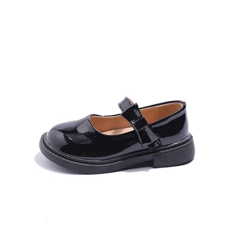 Girls PU Leather Shoes British Style Baby Fashion Casual Flats Student Black Loafer 250303
