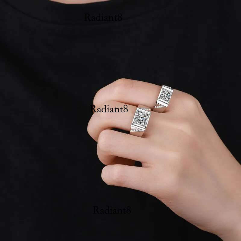 Knobspin D VVS1 Moissanite Men Ring GRA Certified Dia Sparkg Wedding Band Original Sterg Sier Plated rings