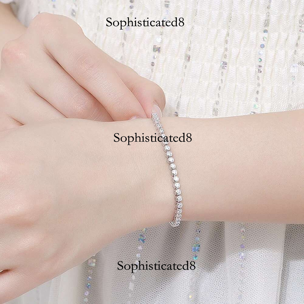 WUIHA Real Sterg Sier Round 100% Pass Test Dia 0.03CT Moissanite Tennis Charm Bracelets for Women Gift Dropshipping