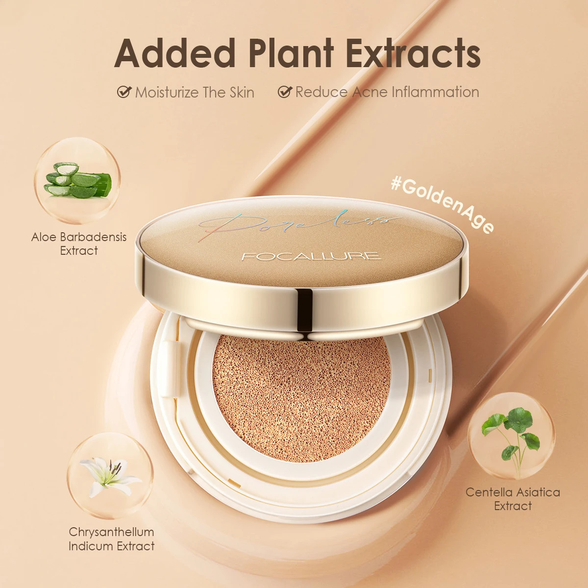 Wholesale FOCALLURE Foundation Air Cushion Waterproof Matte Base Poreless Full Coverage Face Cream Smooth Foundation Cosmetics 250224