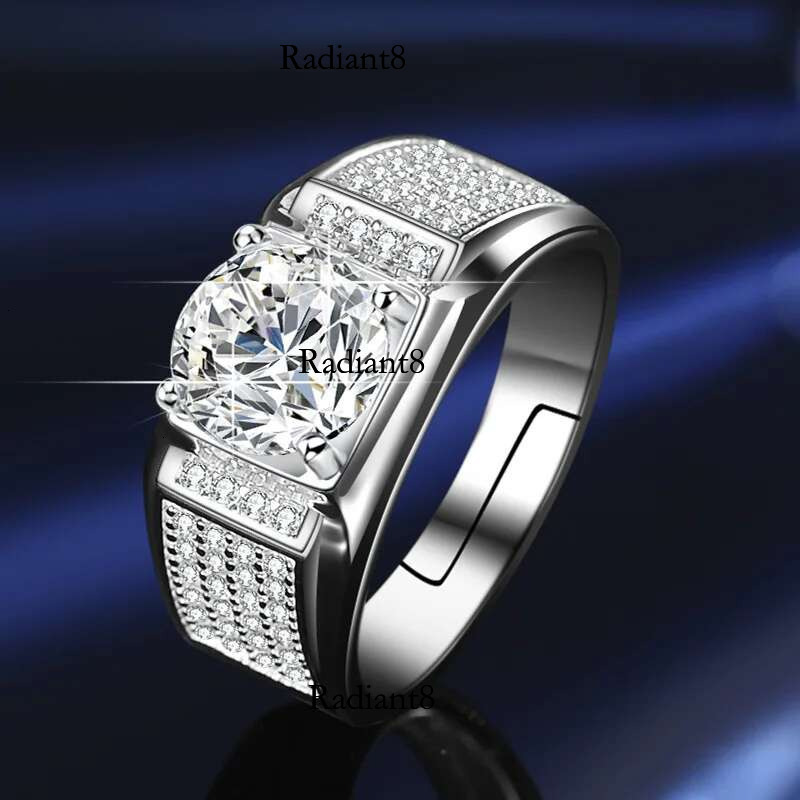 PureMax D Color Copper Plating Gold Simple Moissanite For Engagement Wedding Men Ring with GRA