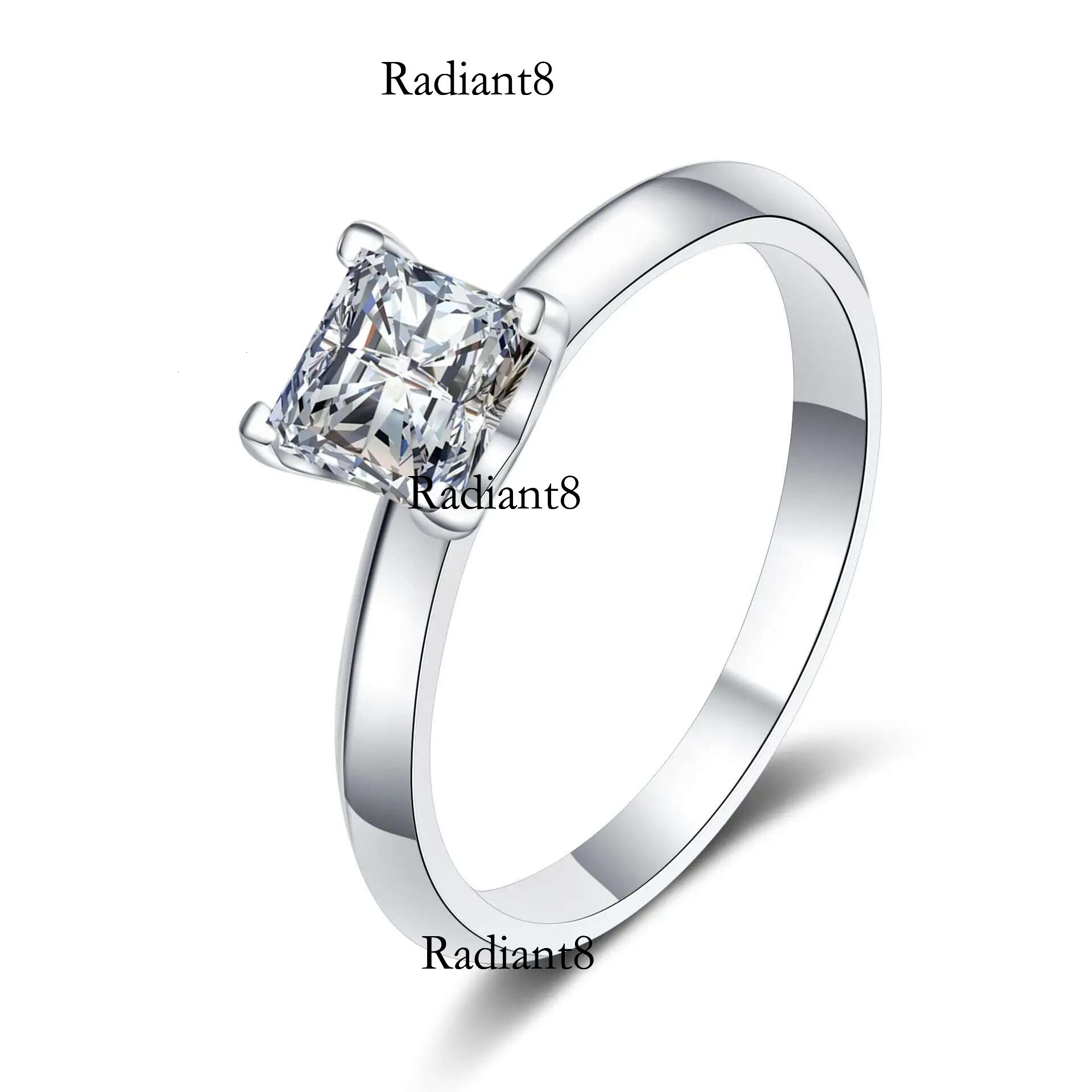 Knobspin Pricess Cut Moissanite Ring Sterg Sliver 1CT 2CT D VVS1 Lab Dia with GRA Fine Wedding Rings for Women