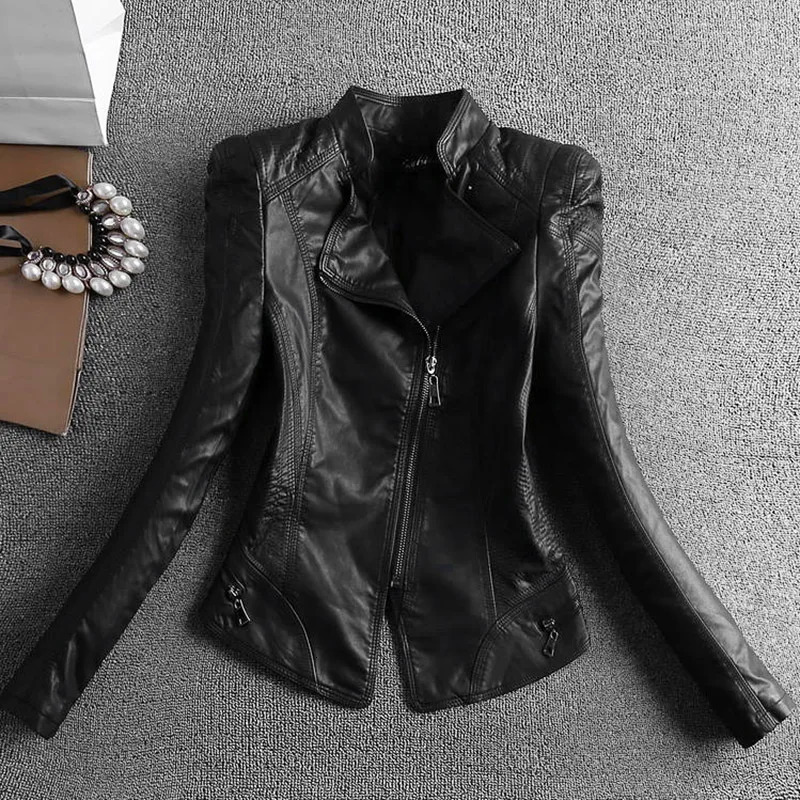 2024 Spring And Autumn Women Leather Jacket Coats Slim Ladies Clothing 250226