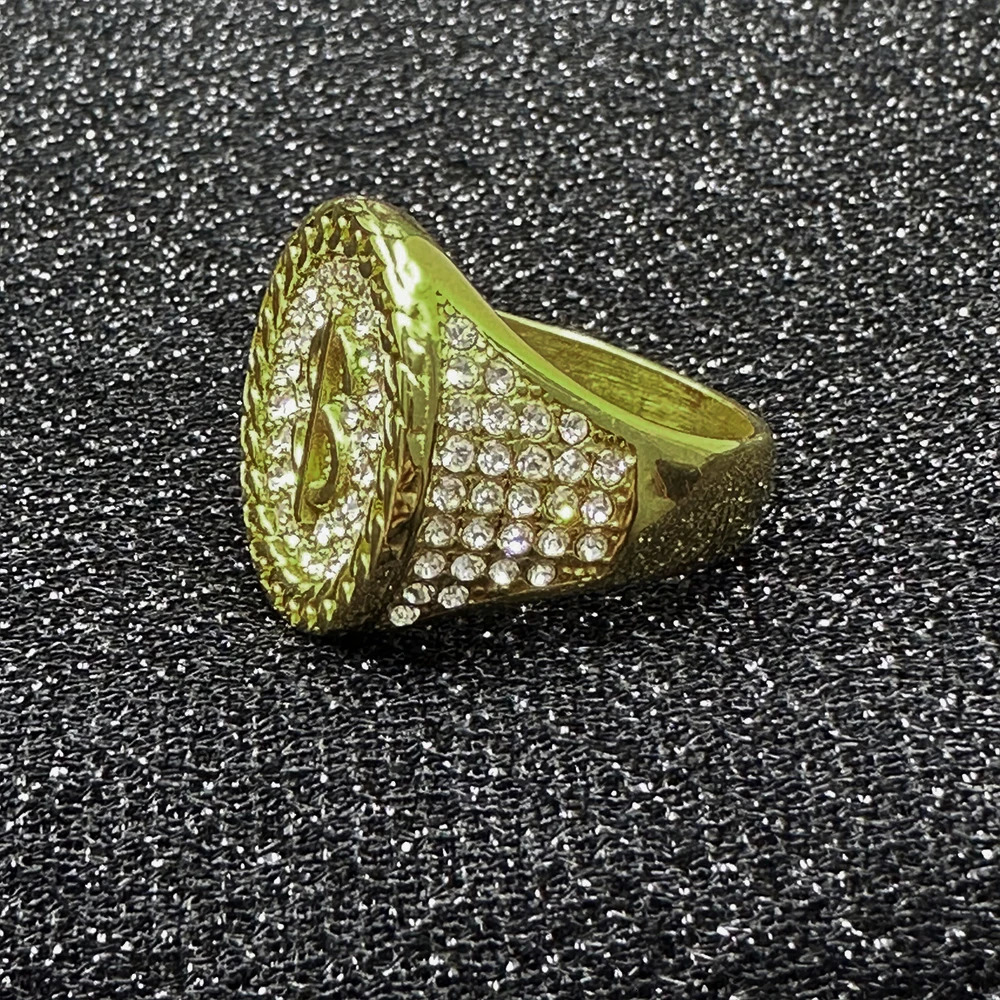 Hip hop gangster mens exclusive ring ious diamond inlay 18K gold plating exquisite packaging suitable for rap street 250227