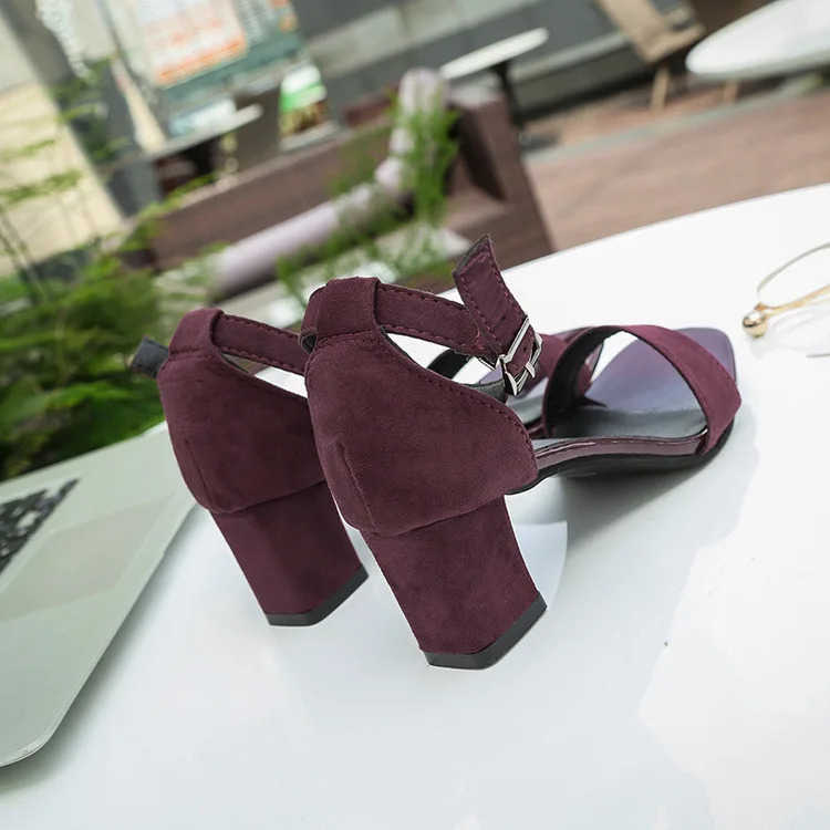 Wens Plus Size Sandals Summer Fi Elegant Square Toe Open Toe Buckle Strap High H Solid Color Bridal Wedding Shoes Z250304