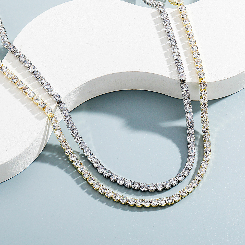 7"-30" Hip Hop Tennis Chain Necklace Bracelets Bling Zircon Jewelry Accessory Gold Plated TopBling Graduated