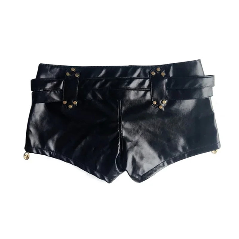 Women Sexy Side Zipper Splicing Ultra Short Shorts Low Waist Leather Belt Mini Trousers Female Slim Hip Lift Three Quarter Pants 250303