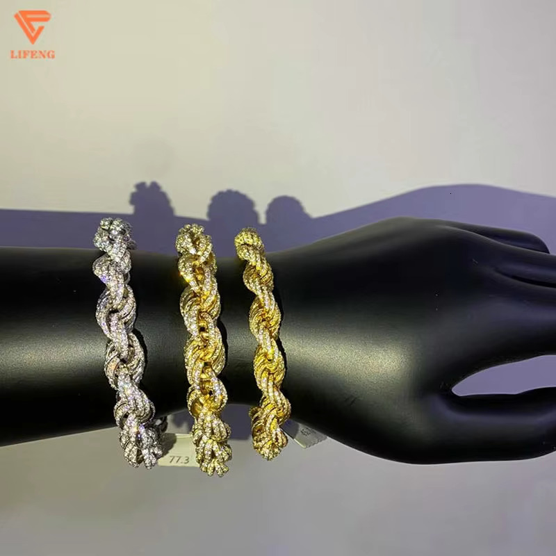 Eent Quality S SierIced Out Dia Moissanite Necklace Rope Chain Men and Women for Gift