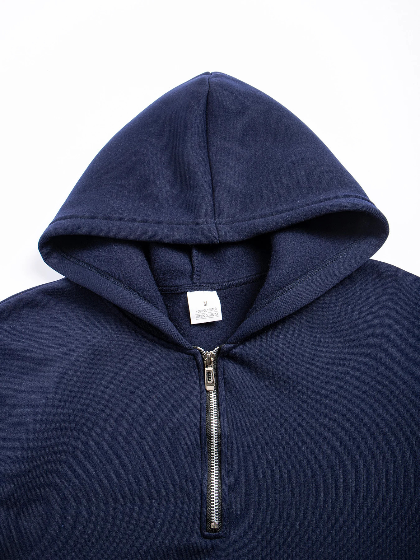 Mens Half Zipper Hooded Sweatshirts Solid Color Long Sleeve Streetwear Warm Jacket Casual Loose Pullover Fashion Sweatshirt Top 250304