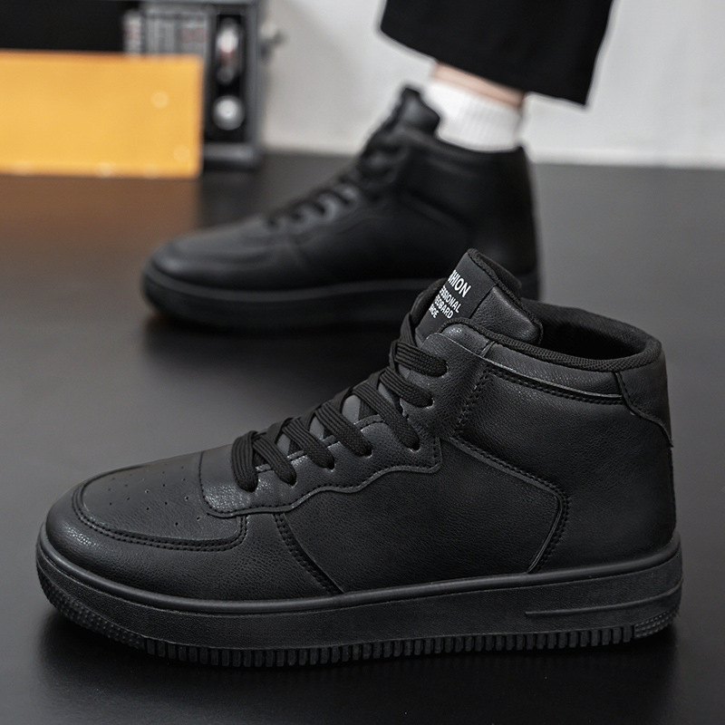High Top White Men s Shoes 2025 Original Designer New Fashionable Multifunctional Breathable Thick Soled Sports Shoes Casual Black And White Solid Col