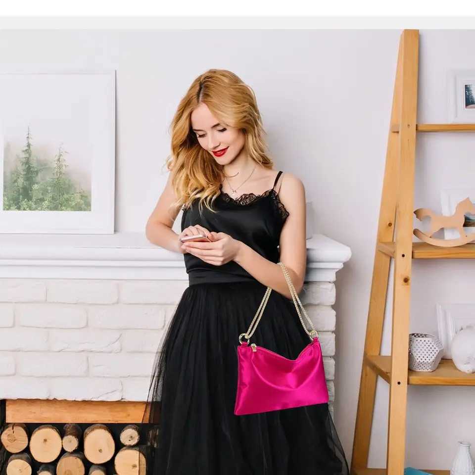 Womens Evening Party Bag Chain Nylon Messenger Bag Womens Small Hand Bag Rose Red Black Beige Z250303