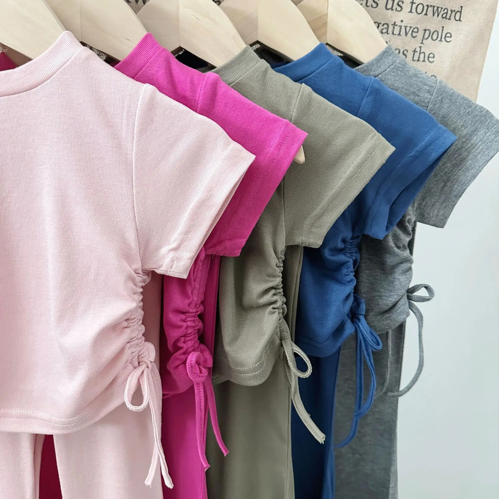 2PCS Baby Girls Clothes Set Children Clothing Solid Tops Tee Shirts and Pants Girl Kids Clothes 250304