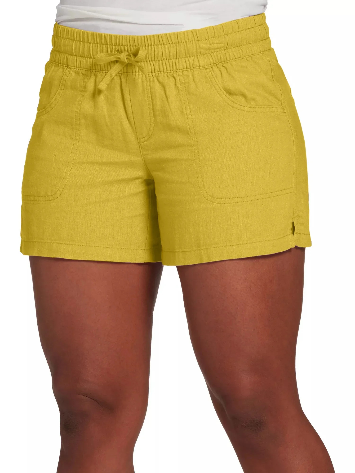 S-5XL Fashion Women Summer Casual Solid Color Elastic Waist Lace Up Split Shorts Casual Short Pants 250303