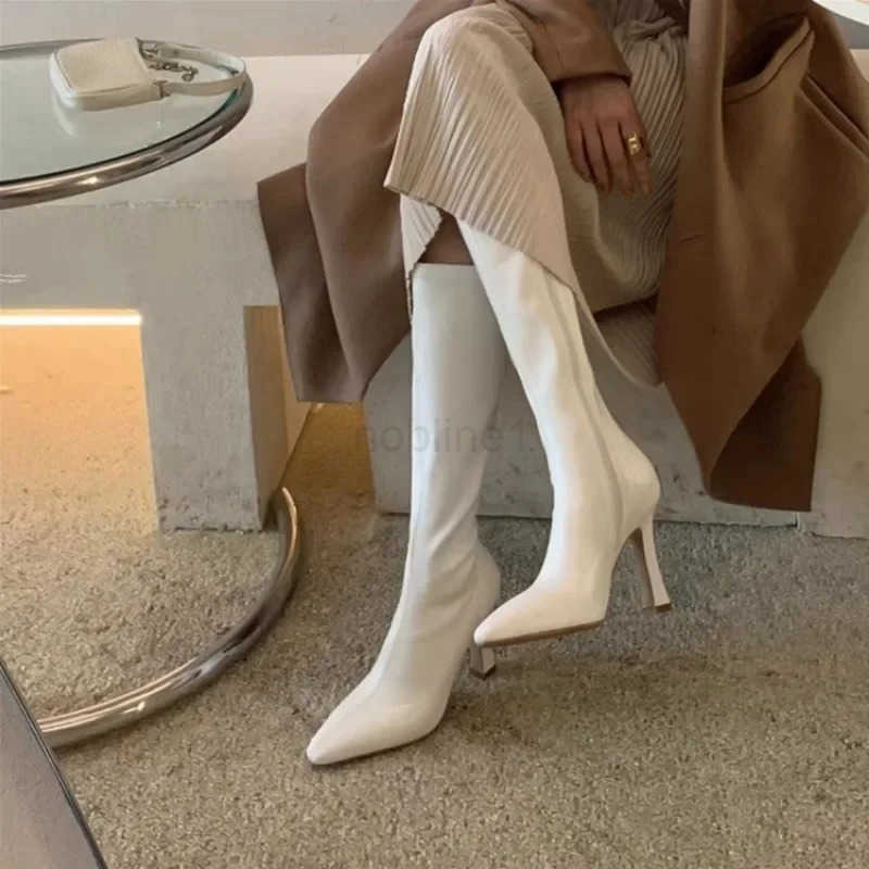 2025 Winter Wen Long Boots Fion Thin High Heel Knee High Booties Ladies Black Brown Sexy Wan Knight Boats Botas De Mujer Z250304
