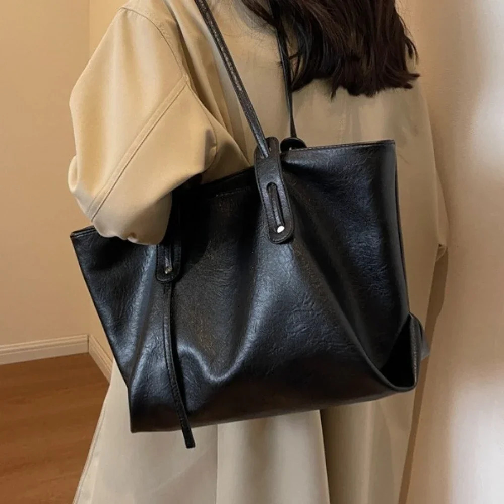 Large Capacity Womens Tote Bag Winter Fashion Trend Leather Shoulder Bags Office Handbag 250303