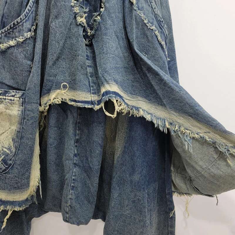 DEAT Street Hip-Hop Jeans For Women 2024 Autumn New Collection Elastic Waisted Loose Denim Pants Female Trendy 11A01055