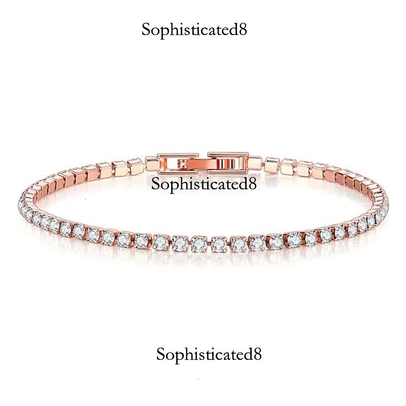 New Sterg Sier Hip Hop Fashion Women's Tennis Rose Gold Shining Cubic zirconia Bracelet Wedding Jewelry Gift