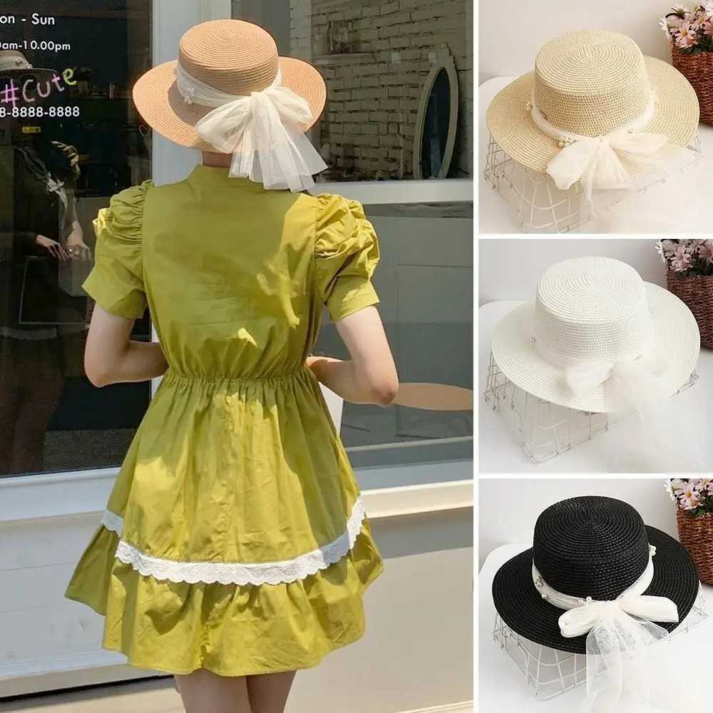 Large Brim Str Hat Summer Travel UV Protection Beach C Lace Pearl Outdoor Sun Hat WomenXJ250304