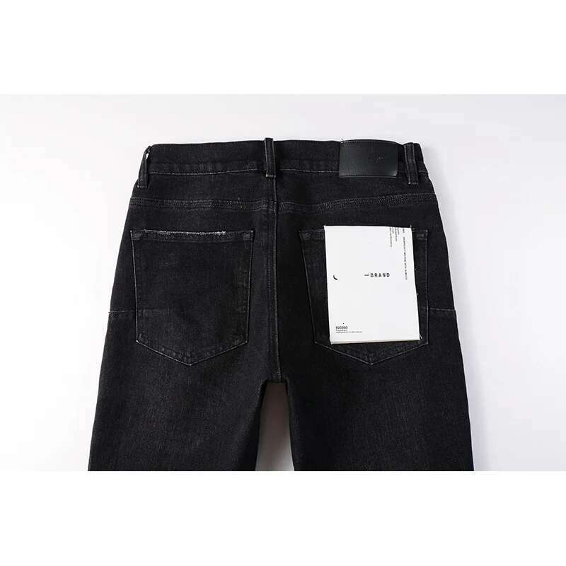Americans High Street Style Distressed Classical Black Skinny Button Fly Destroyed Holes Slim Fit Graffiti Ripped Jeans