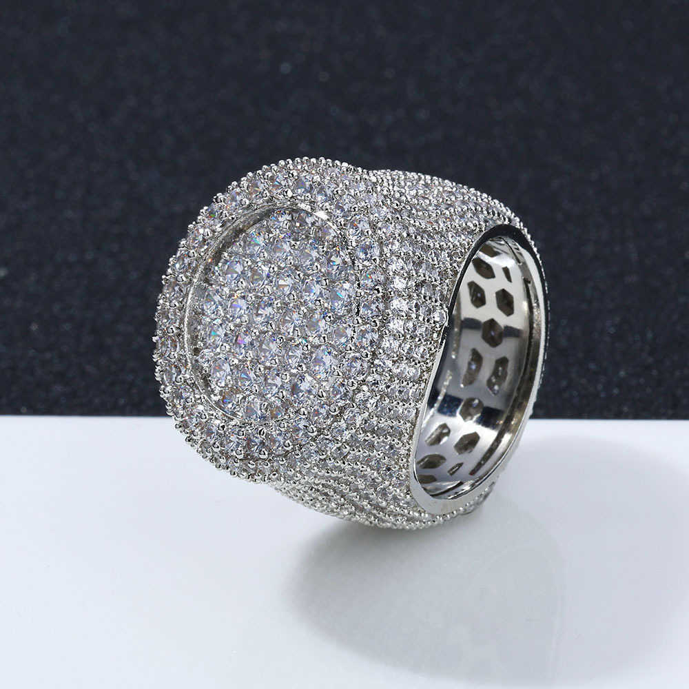 Couple Rings Personalized hip-hop zircon round full diamond ring mens high-end fashion accessories and accessories H25303