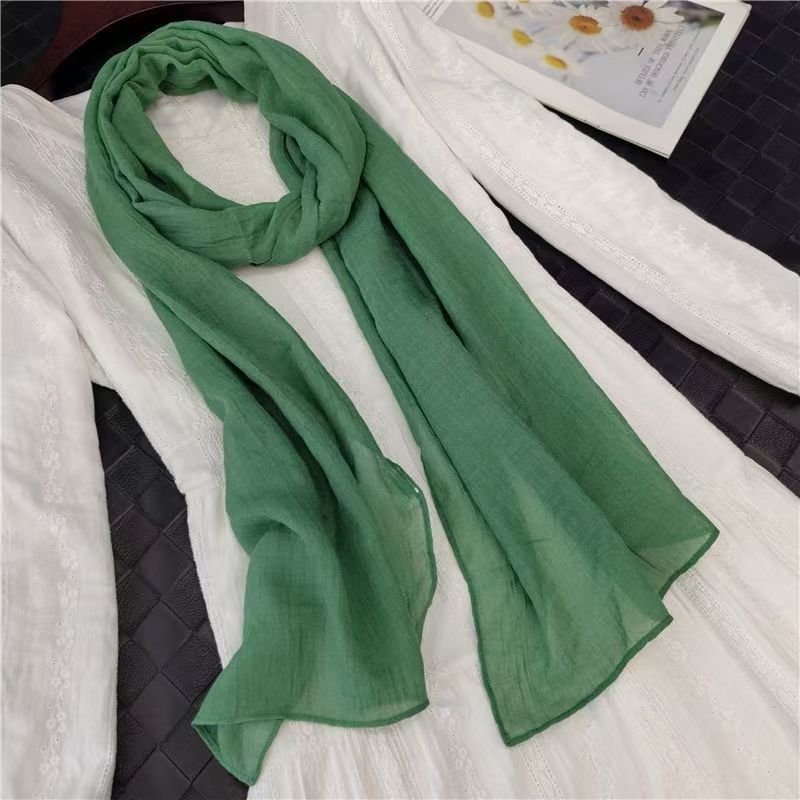 T218 spring and autumn winter cotton and linen scarf for women, light and versatile, neck protection, narrow and long decorative scarf