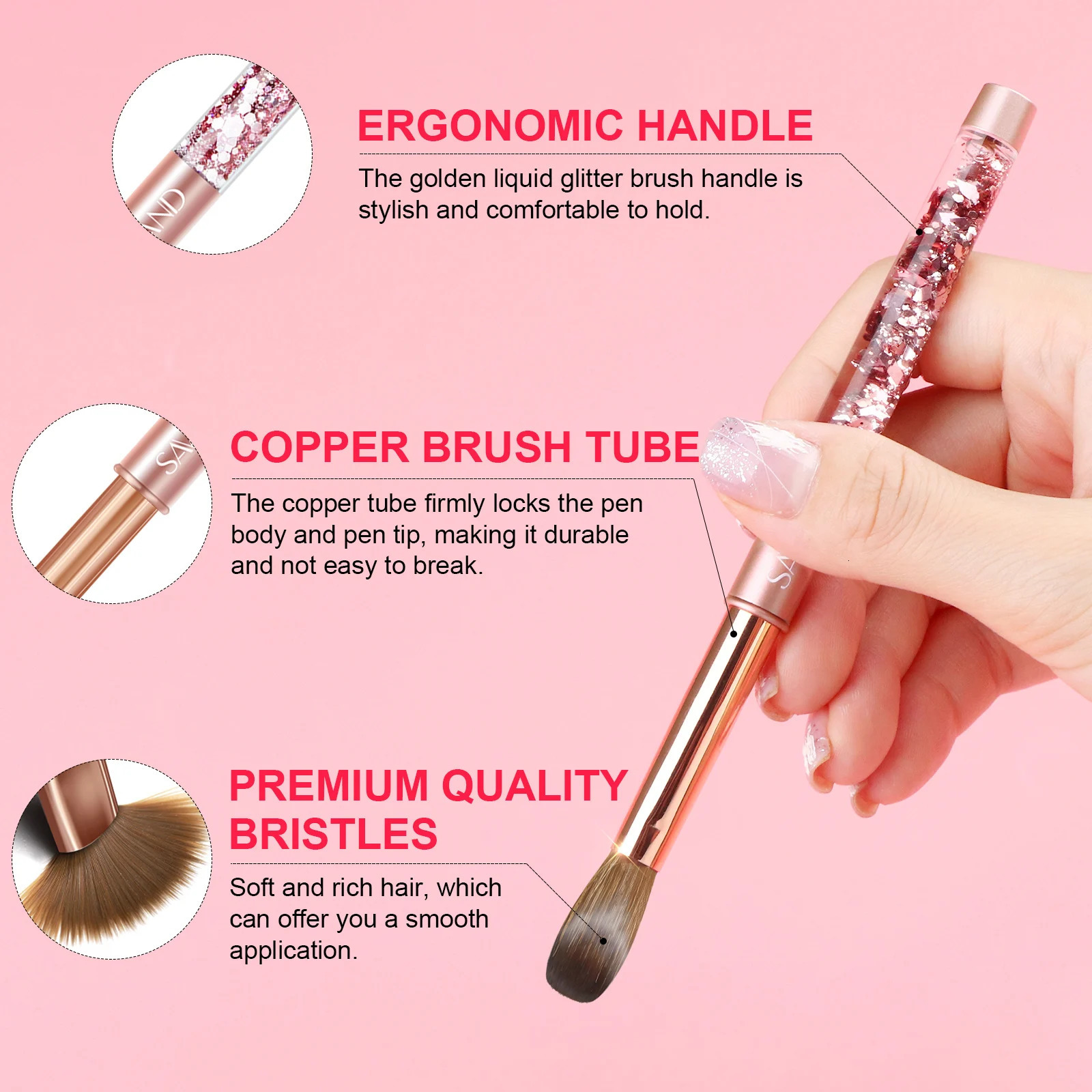 Saviland 7pcs Acrylic Nail Brush Set Professional Nail Brushes for Acrylic Application Acrylic Powder Nail Art Extension DIY 250304