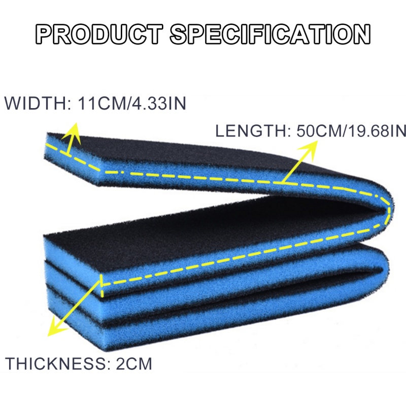 50*11*2cm 3 IN 1 Filter Pad Aquarium Fish Tank Filter Water Purification Activated Carbon High Density Skimmer Aquarium Sponge