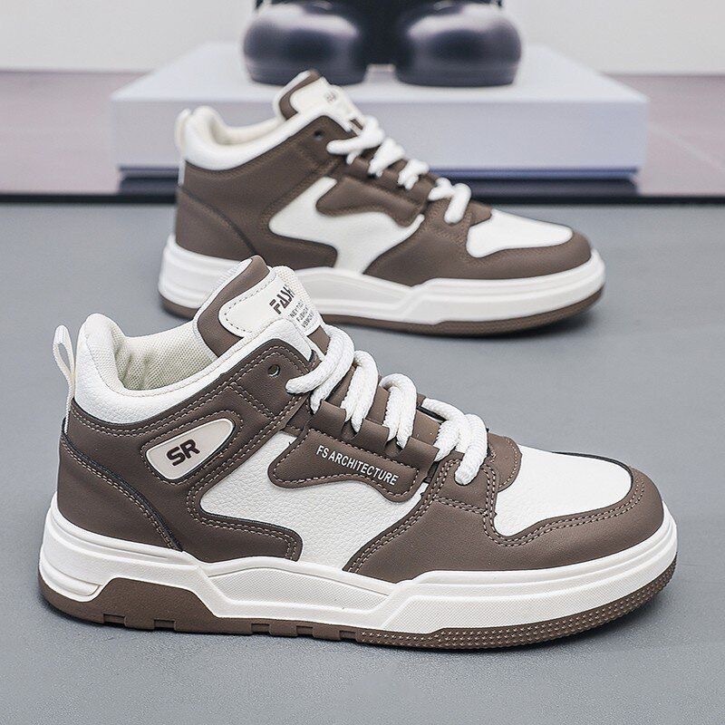 2025 Wholesale Designer New Outdoor Fashion Lightweight Leather High Top Men s Multi Functional Thick Bottom New Trend Sports And Leisure Board Shoes