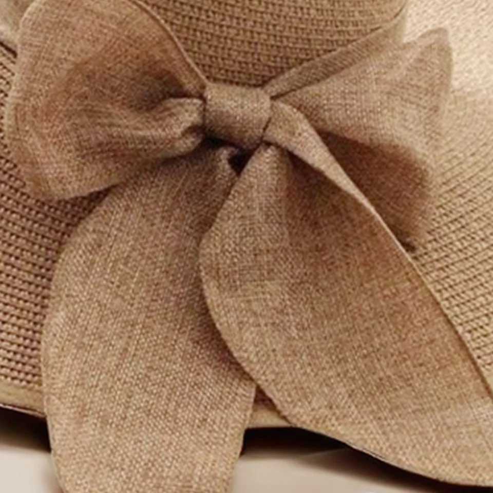 Summer Beach Vacation Big Hat Brim Beach Sunscreen Hat For Women Fashionable and Versatile Bow Ribbon Str HatXJ250304