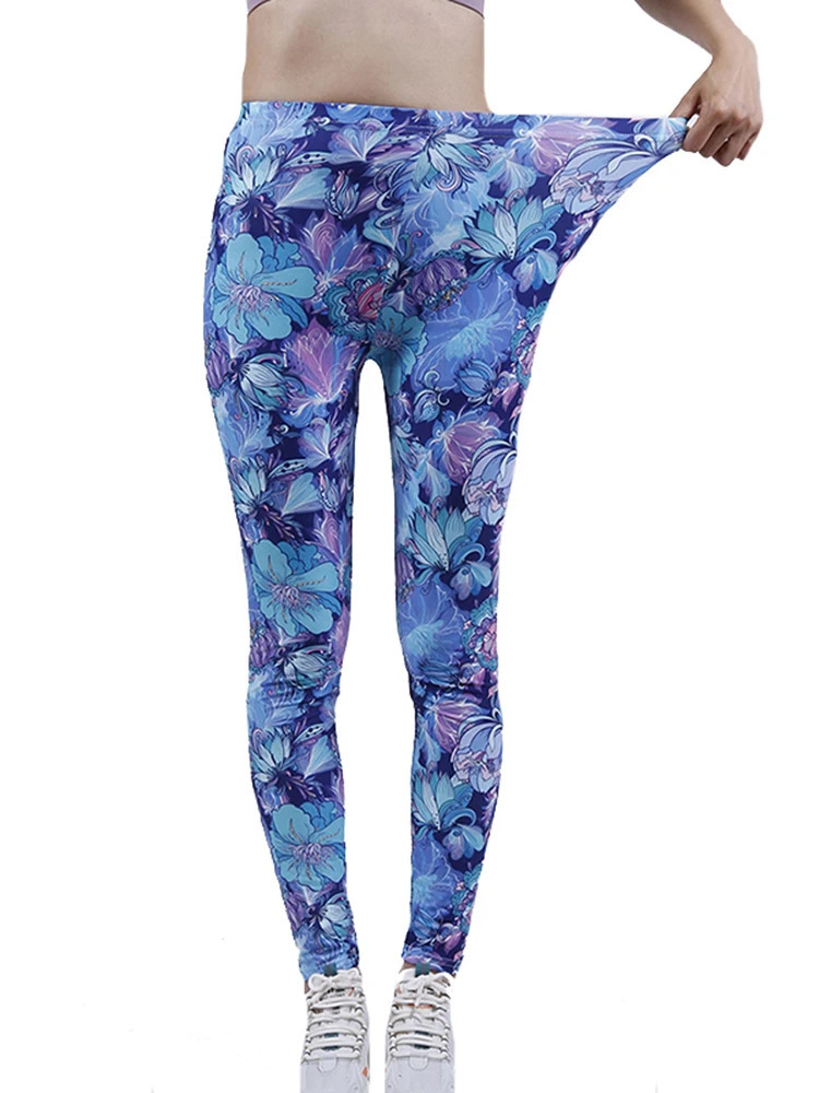 CUHAKCI Fashion Women Leggings Beautiful Leaf Floral Printing High Waist Jeggings Stretch Pant Sexy Clothing Mujer 250303