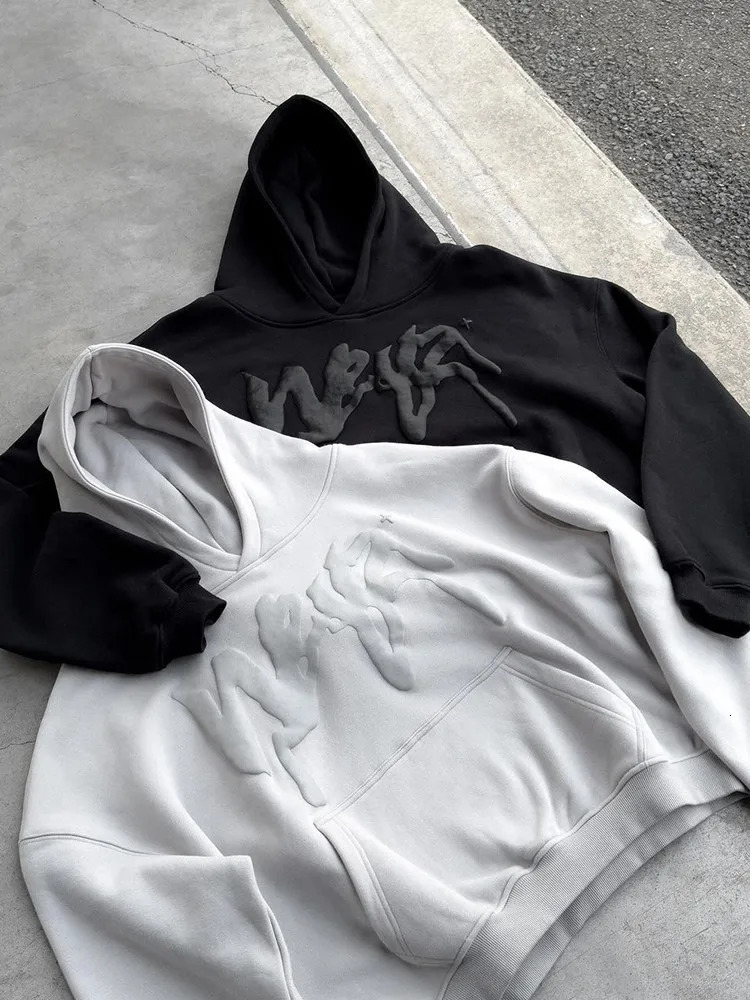 Hooded American retro zipper sweatshirt Gothic letter star print hoodie trendy mens casual jacket product 250303