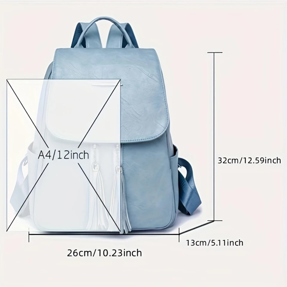 Ship from US 1 fashionable casual backpack soft PU leather large capacity tassel 250304FBB