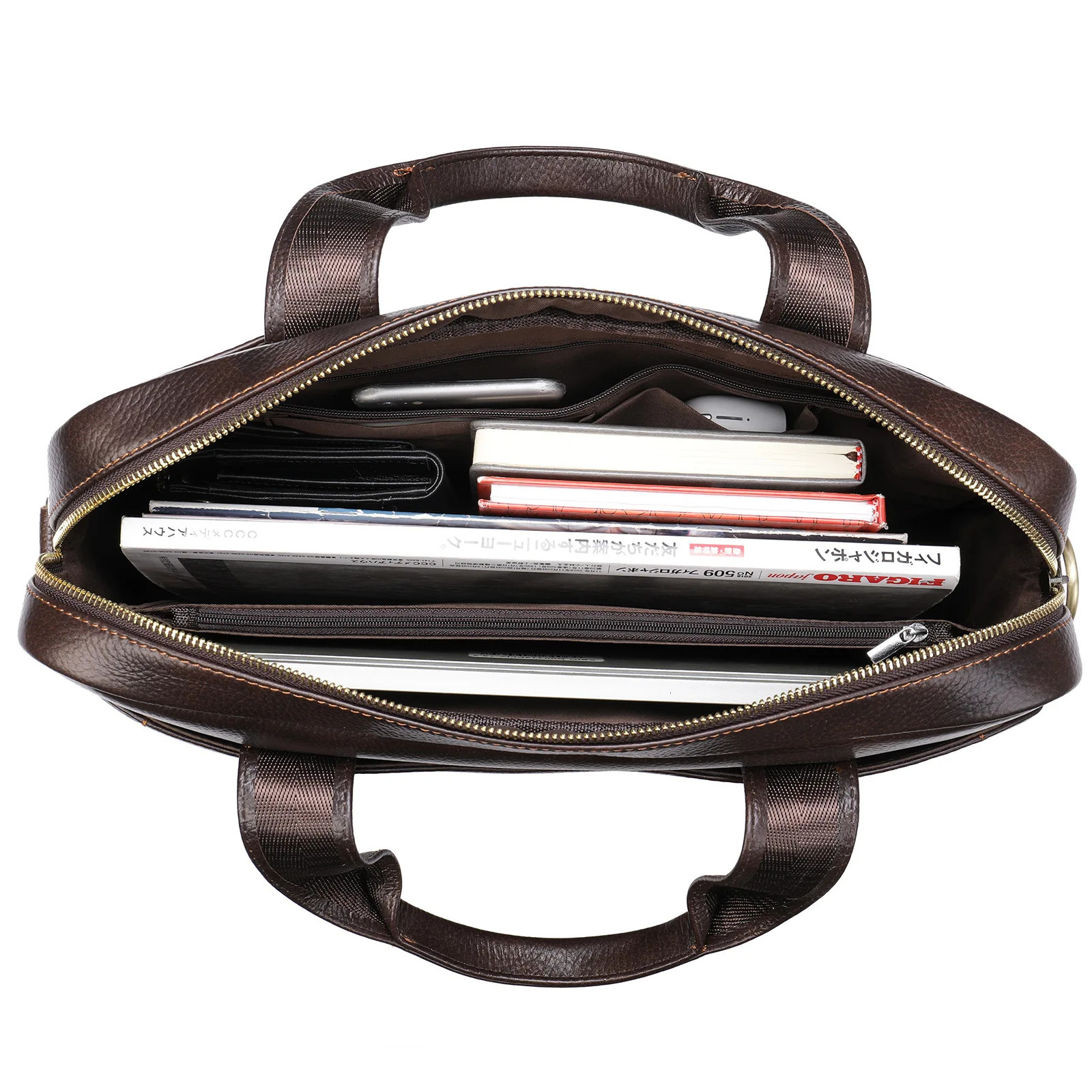 Sell Mens Leather Briefcase Bag Genuine Cowhide Man Laptop Bag Business Handbags For Male Leather Tote Attache Case A4 Size 250228