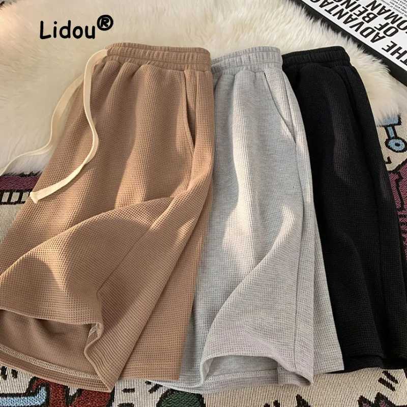 Simplicity Solid Color Loose Motion Pocket Mens Shorts High Quality Waist Drawstring Street Casual All-match Male ShortT250304