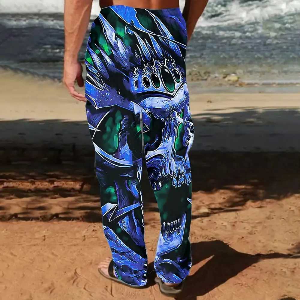 Mens Sweatpants Fashion Skull Chain Printed Sweatpants Mens Loose Casual Pocket Drawstring Sweatpants Winter Thick Warm SweatpantsXJ250303