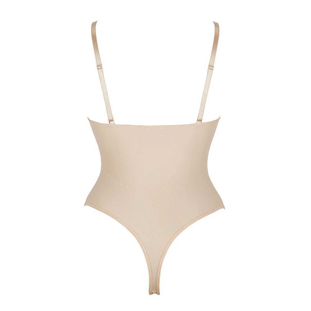 Womens Body Shaper Compression Bodysuit One Piece Backless Shapewear With Bra Corset Slimming Underwear Black BeigeXJ250304
