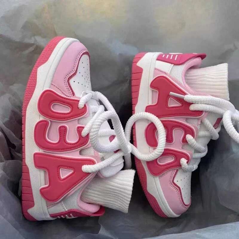 Sports Light Sneakers Lace Up Women's Athletic Shoes Daily Rou tine Walking Deals Trends 2024 Ladies Footwear Korean Y