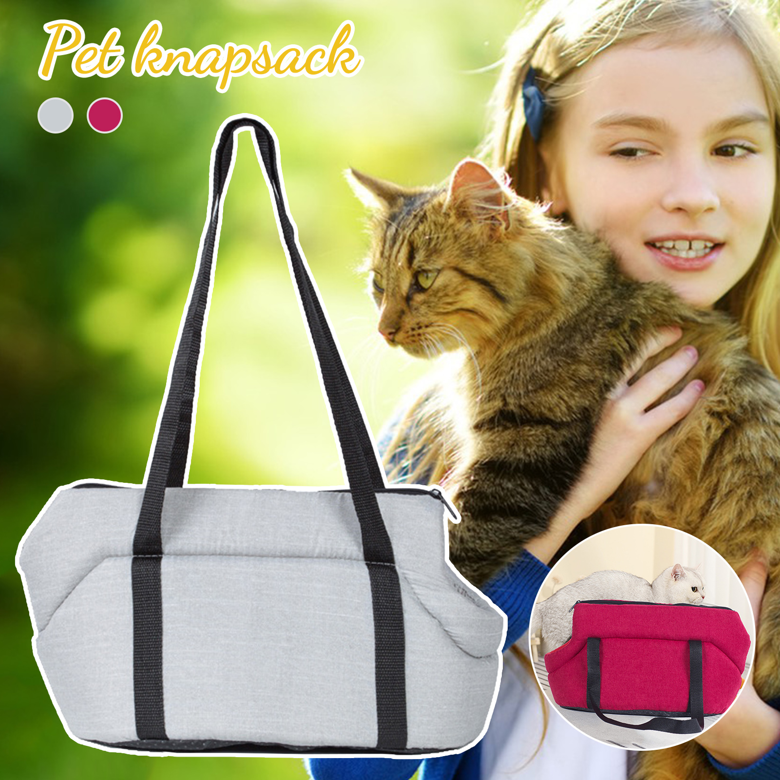 Portable Pet Travel Handbag, Cat and Dog Carrier Bag with Zipper, Semi-Enclosed Pet Carrying Bag for Dog
