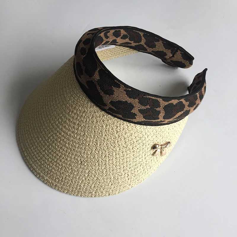 2019 New Womans Sun Hats Female Leopard Bowknot Visor Cs Hand Made DIY Str Summer C Casual Shade Hat Empty Top Hat BeachXJ250304