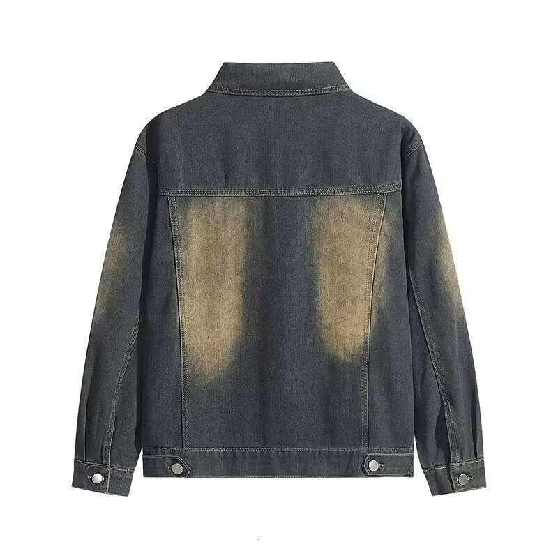 American high street vintage spliced zipper denim jacket, men's trendy brand, cool and loose, versatile couple outfit jacket