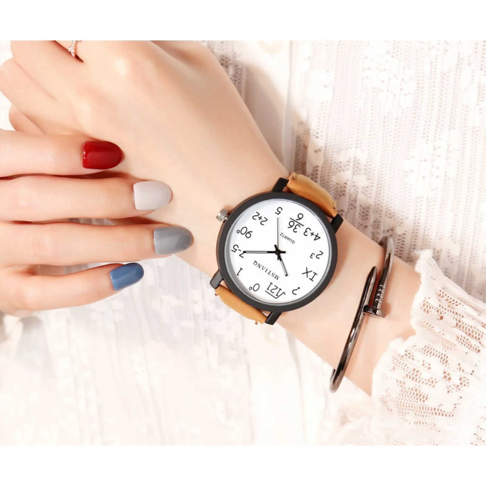Korean Female Student Simple Large Dial Personality Trend Couple Female Fashion Harajuku Style Quartz MaleXJ250304