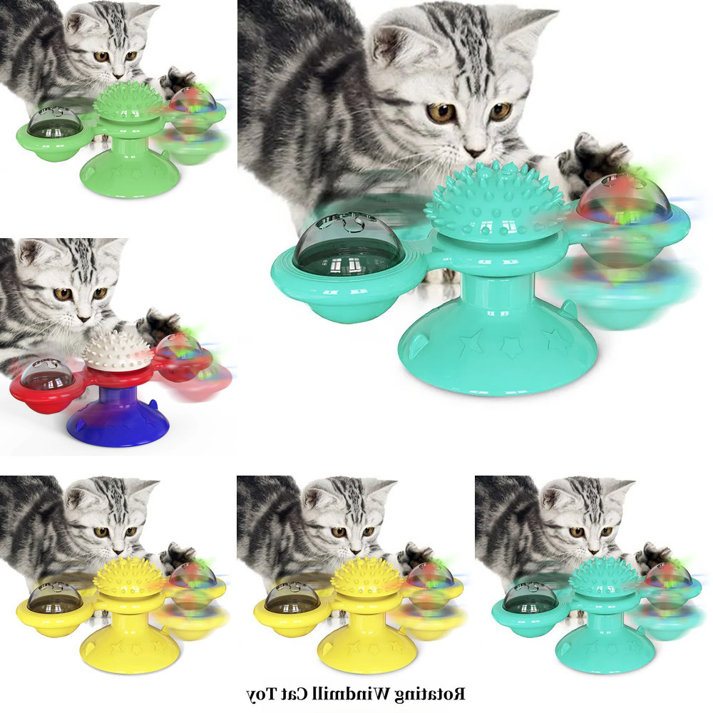 Update 2025 New Popular Windmill Spinning Toy Wheel Teasing Scratching Tool Cat Brush Pet Interactive Supplies Wholesale Free Shipping