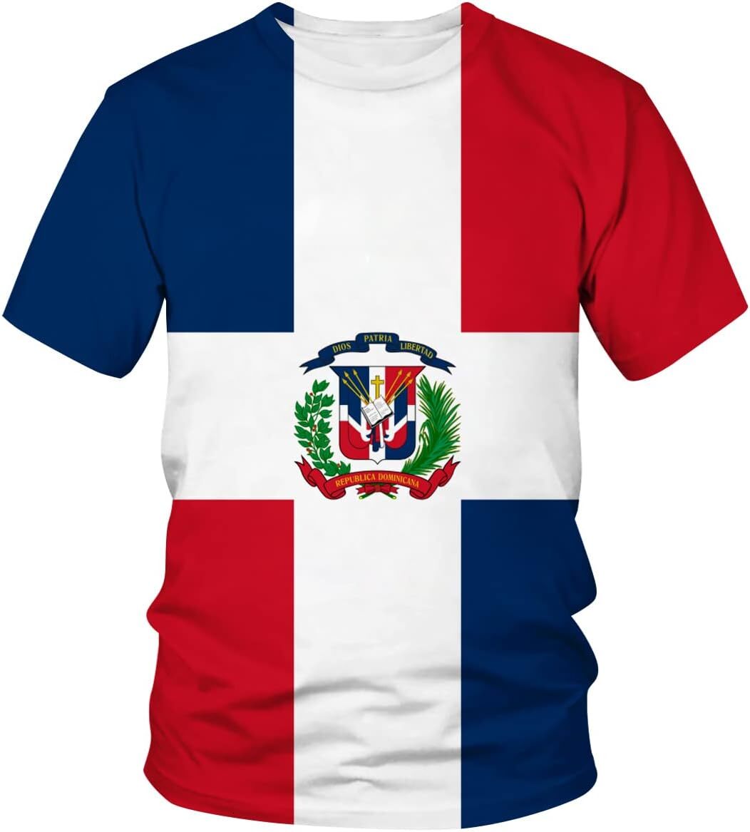 Mens T shirt Dominican Republic Flag Short Sleeve T-Shirt tee Casual tops summer clothes cool