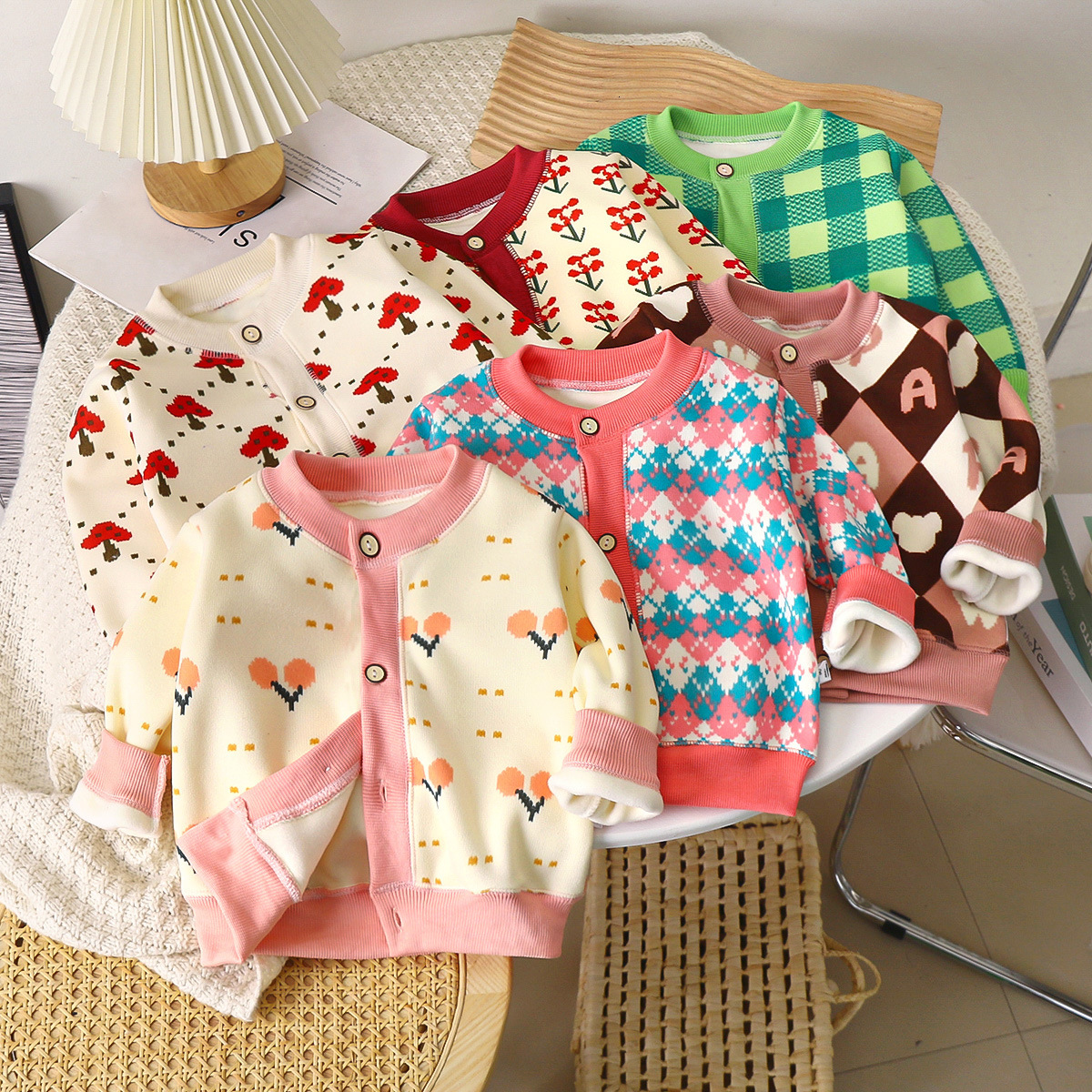 Ddmyshoesvip Autumn Winter New Children S Versatile Knitted Coat For Boys And Girls Baby Warm Cardigan Thickened Outer Sweater