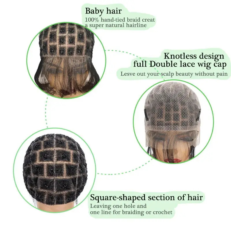 pre-knot full lace cap knotless Box Braid double lace Wig cap for Black WomenBaby hair cornrow braided wigs full hd lace 250228