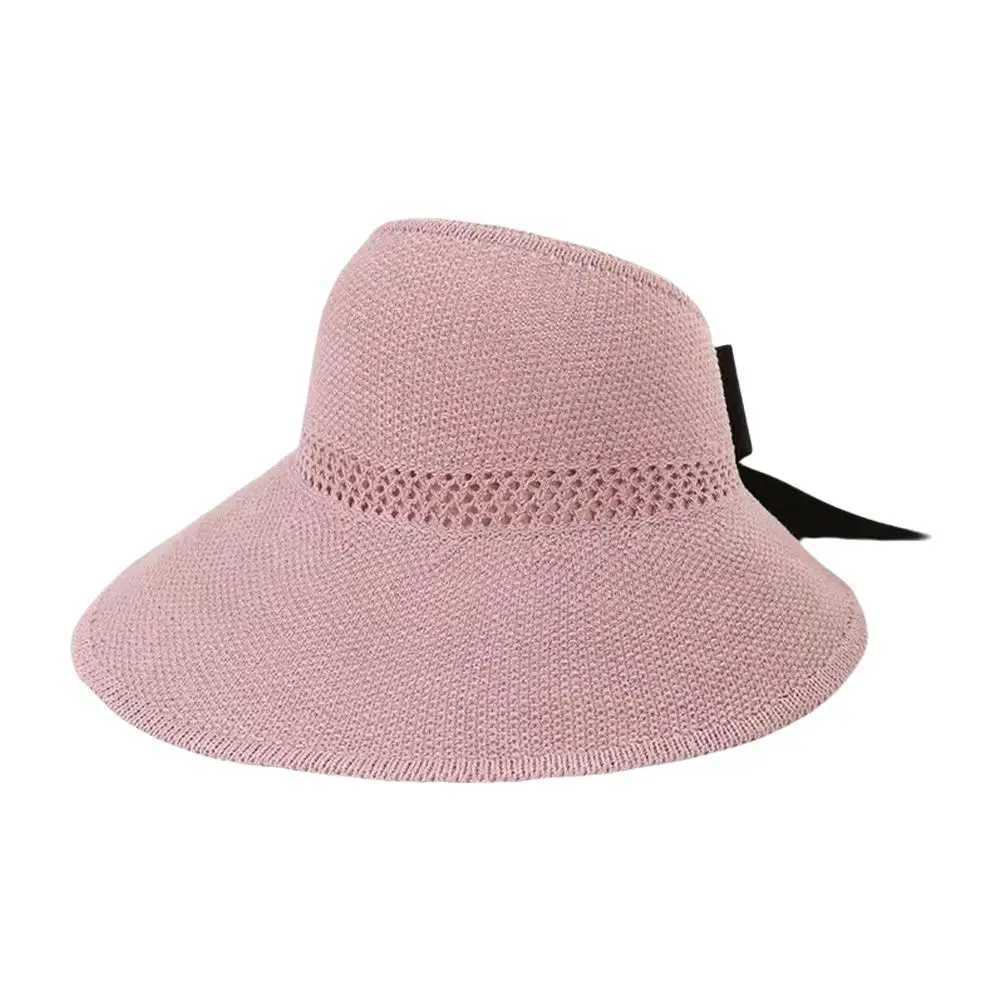 Summer Sun Hat Fashionable Travel Bow Womens Holiday Str Beach Folding Hat Brim Sun Hat Protection Large Hat Sun K9K3XJ250304