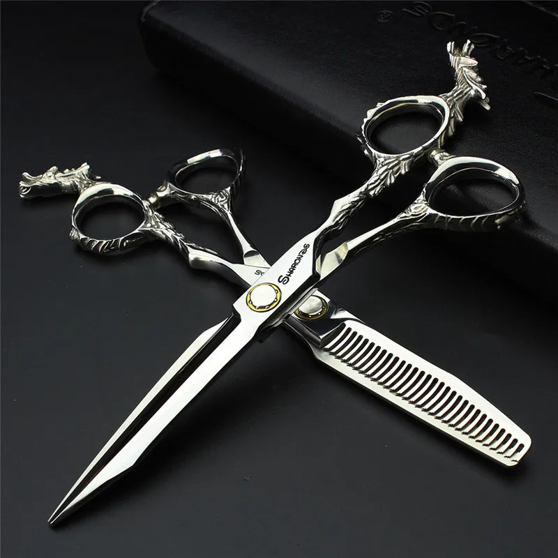 Professional hair stylist hair cutting 6 inch 440C hairdressing scissors Japanese craft bearing dragon thinning set 250304
