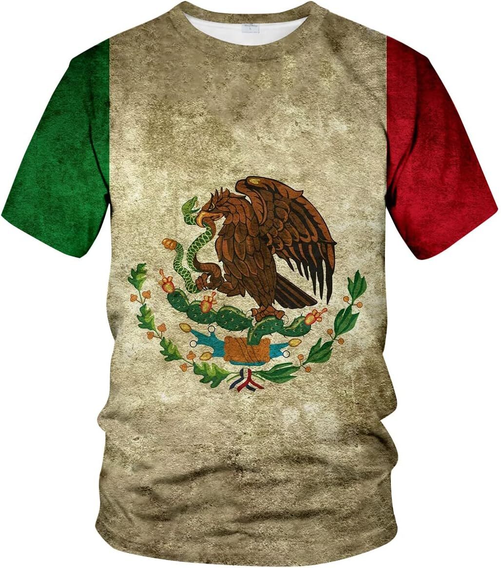 Mens T shirt Mexican Tshirt Mexico Flag 3D Print Fashion Short Sleeve Tees,Color3, tee Casual tops summer clothes Fashion patterns