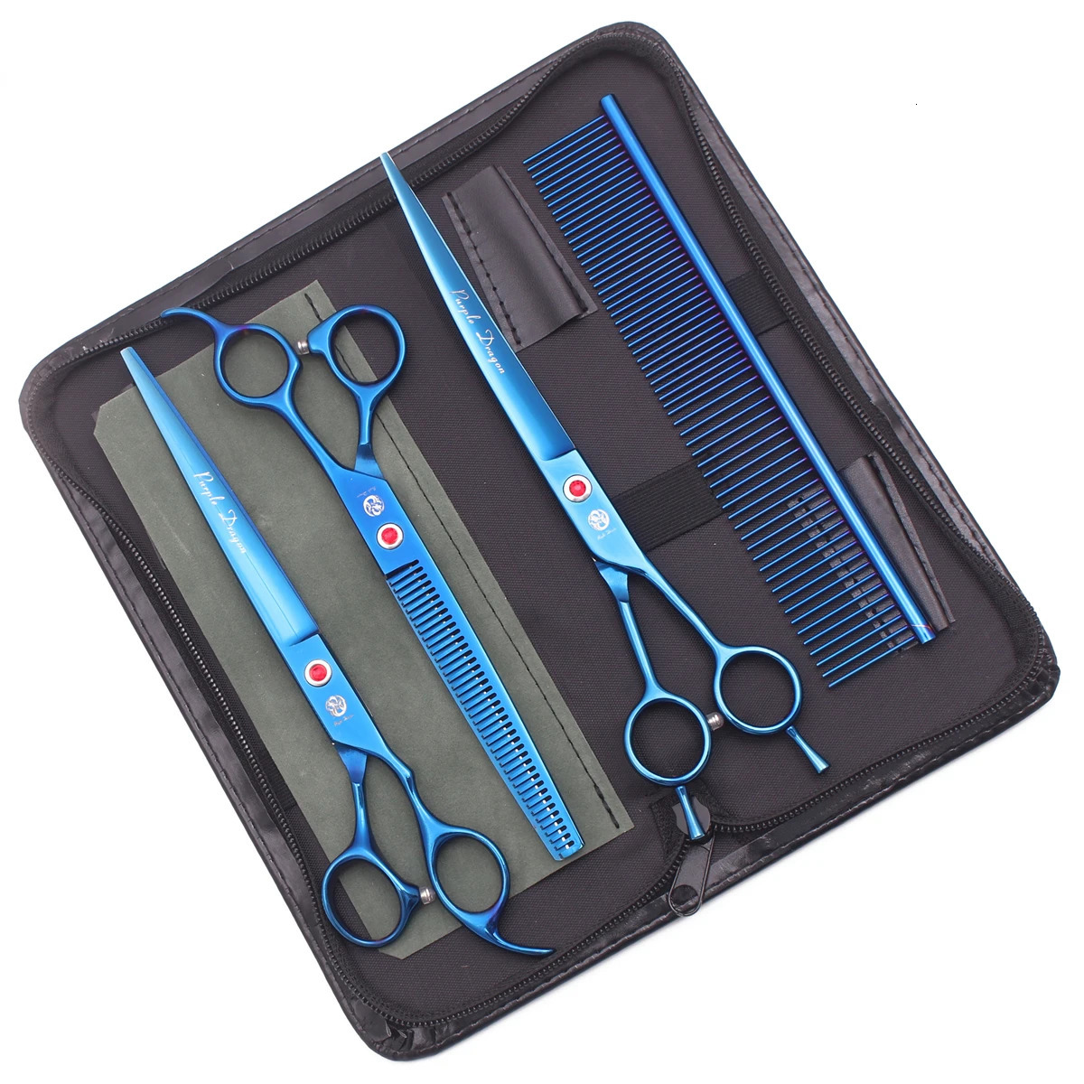 Purple Dragon Dog Beauty Scissors Set 8 Japan 440C Straight Scissors Curly Scissors Pet Slimming Scissors Animal Blocks Z3015 250304
